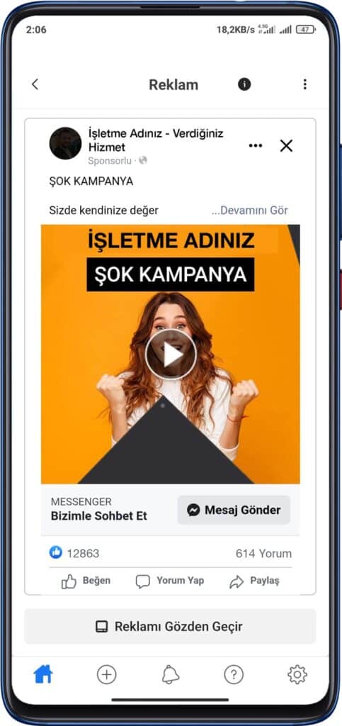 Facebook Reklamlar Ekran Görüntüsü